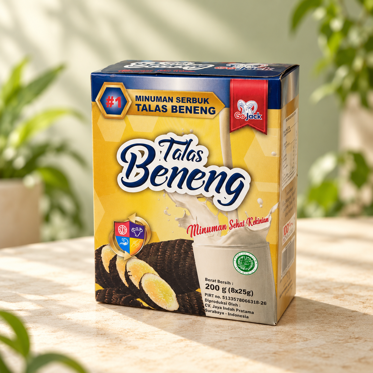Sari talas beneng instan Go Jack 200 g kemasan sachet 8x25 g